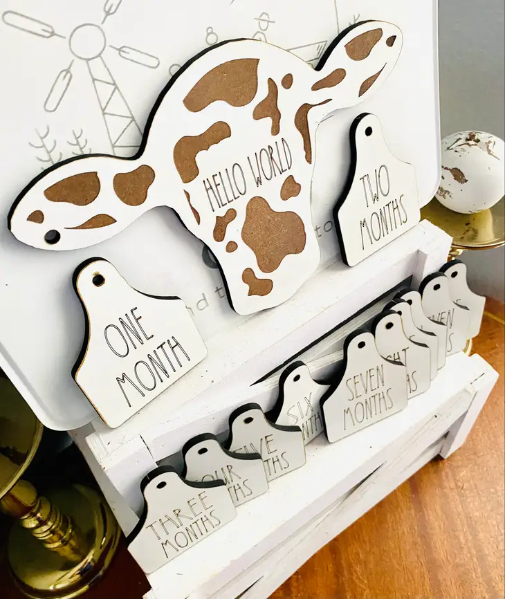 Cow Head Wooden Milestones