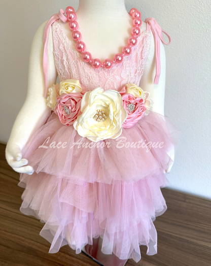 Gabriella Pink Floral Lace Dress The Lace Anchor Gabriella Pink Floral Lace Dress The Lace Anchor