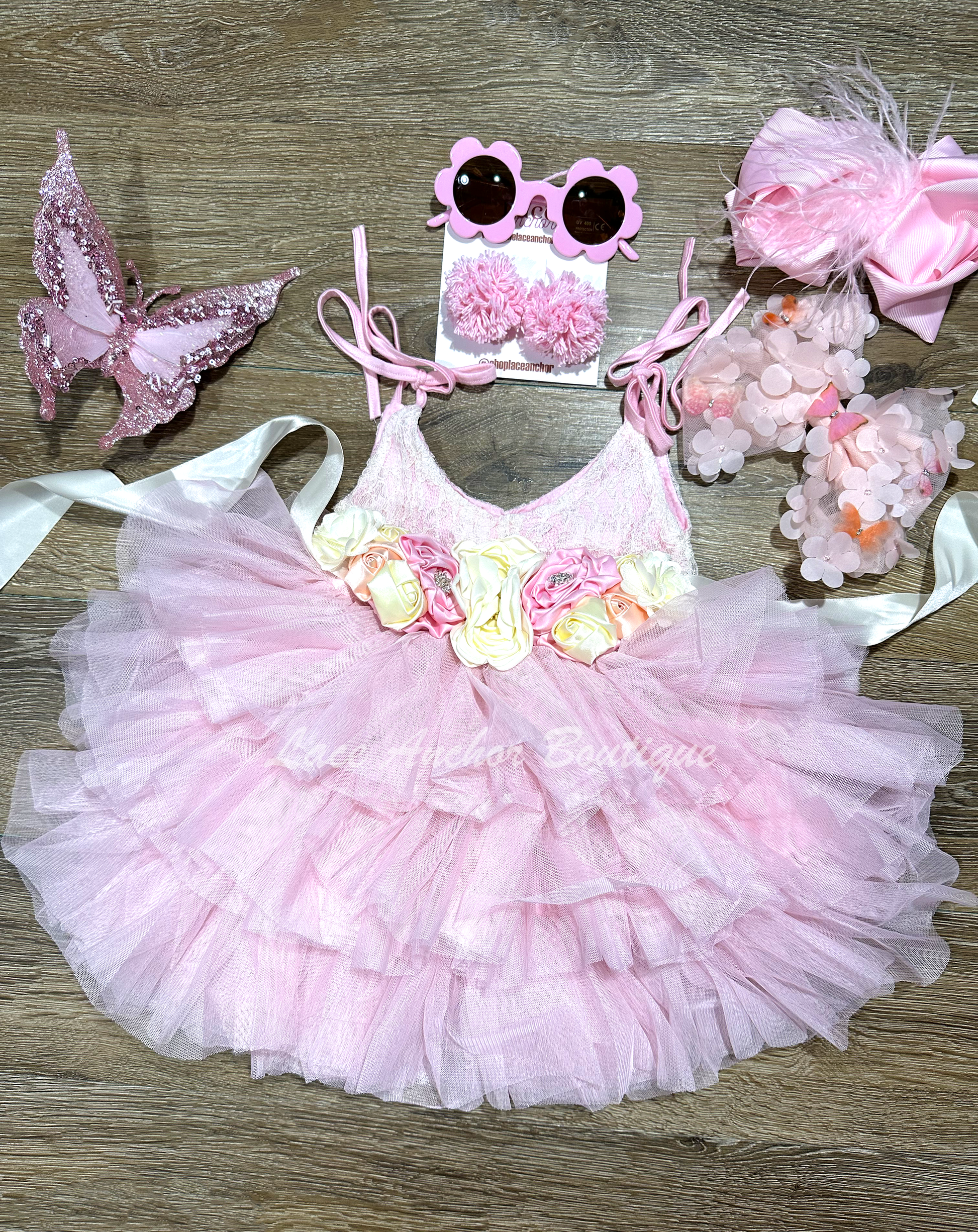 Gabriella Pink Floral Lace Dress The Lace Anchor Gabriella Pink Floral Lace Dress The Lace Anchor