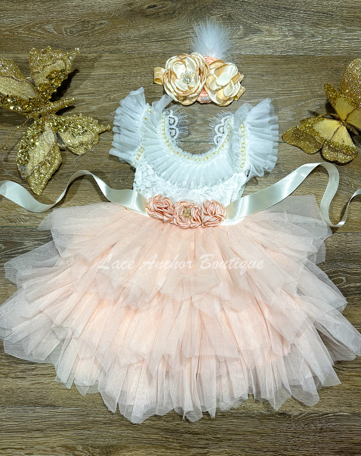 MacKenzie White & Peach Dress
