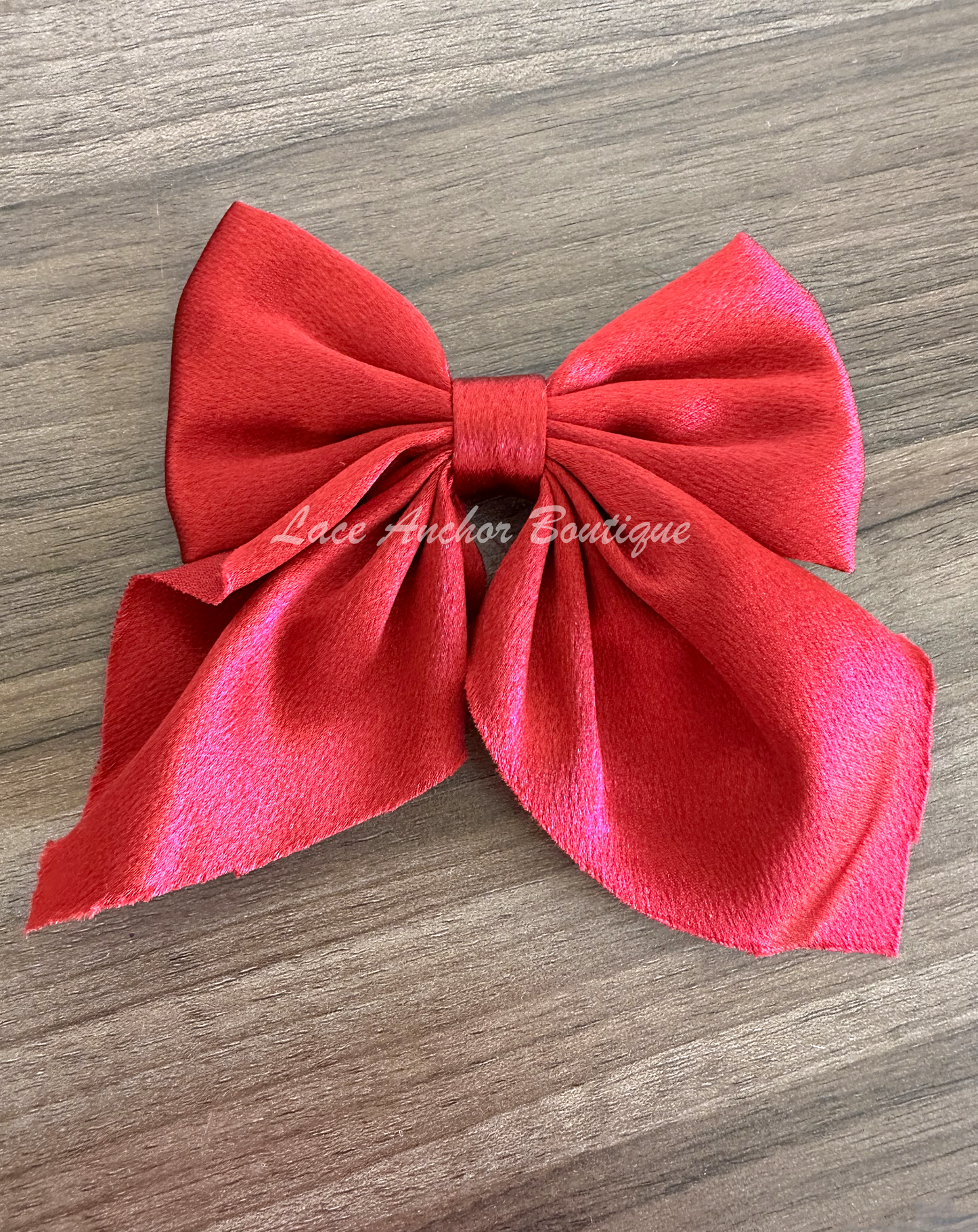 small mini girls silk silky sailor hair bow clips in red