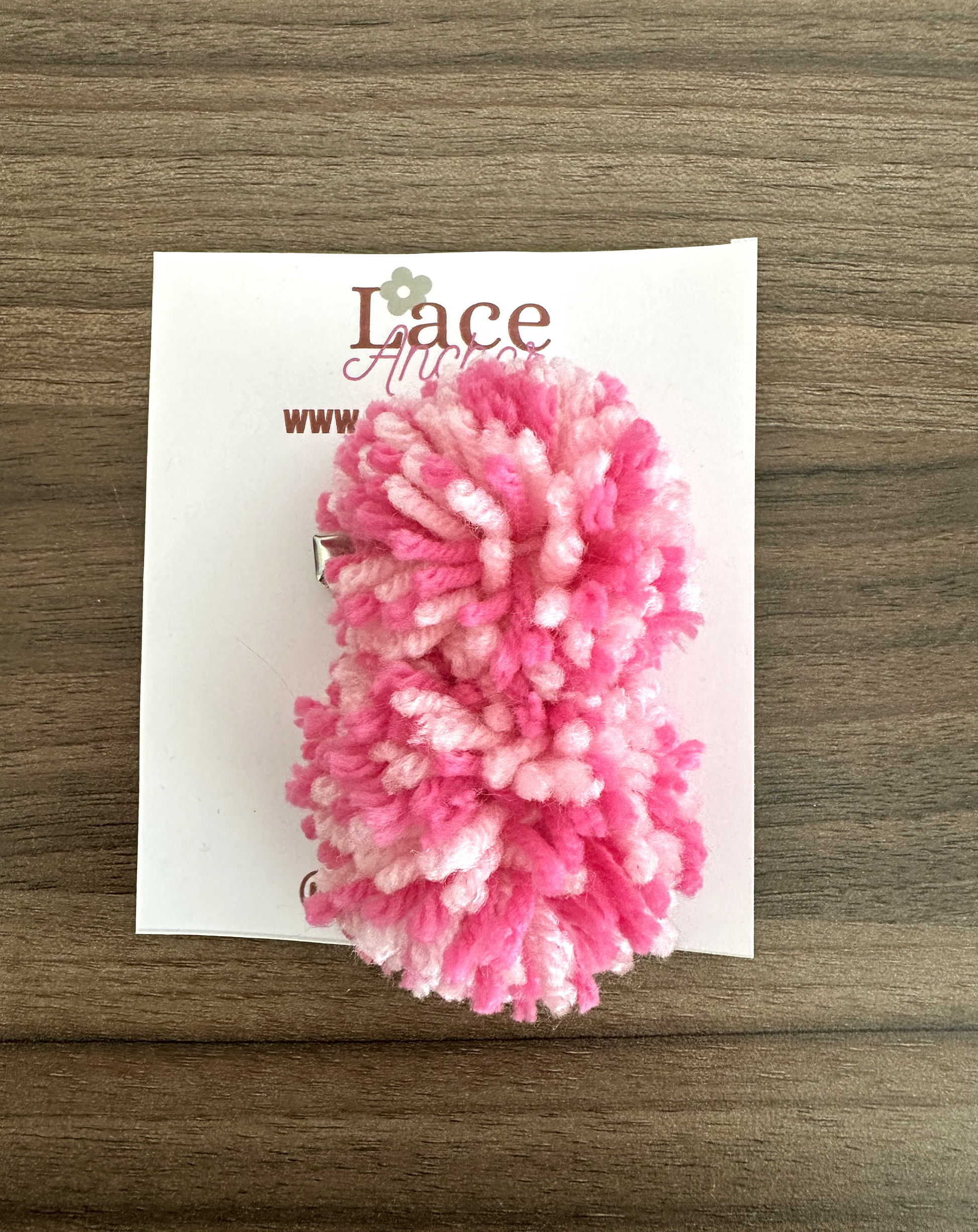 pom pom style girls kids hair clip bows in hot pink and blush pink