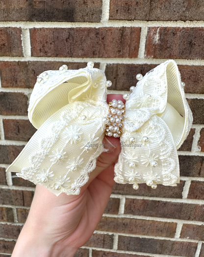 Ivory Lace Ribbon Bows