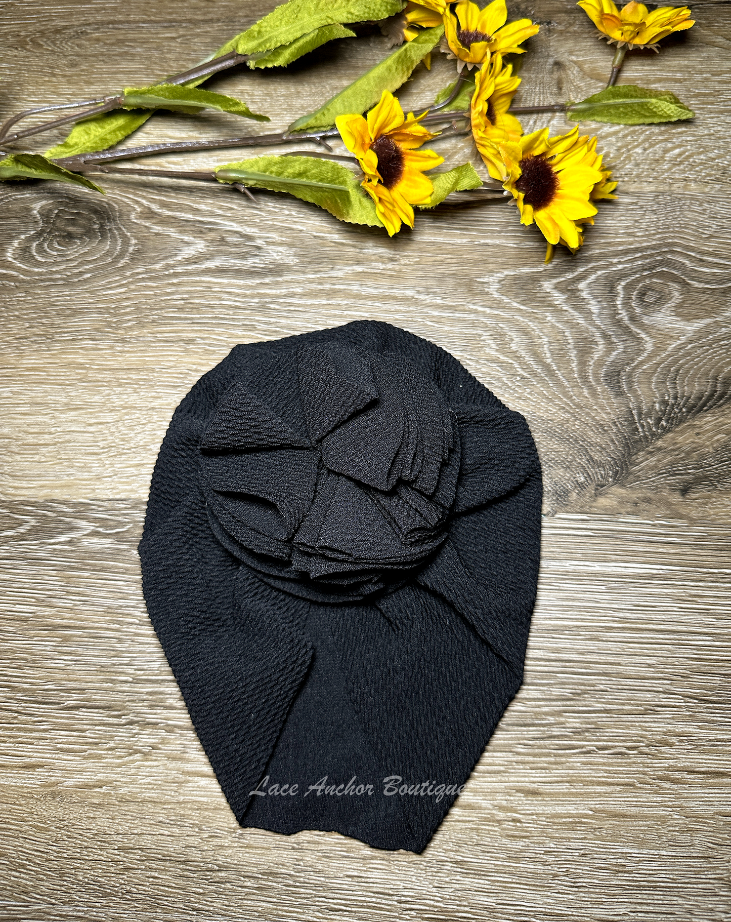 Knot and Ruffle Solid Bullet Turban Wraps