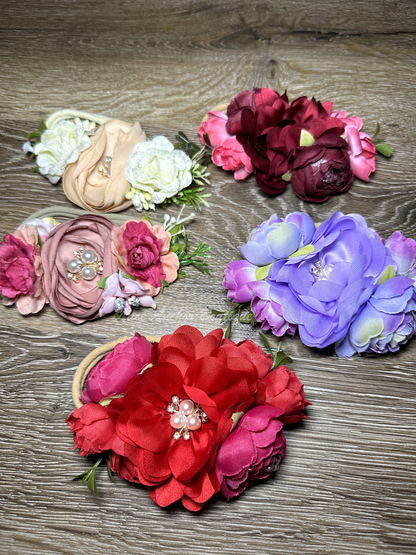 Floral Gem Nylon Headbands