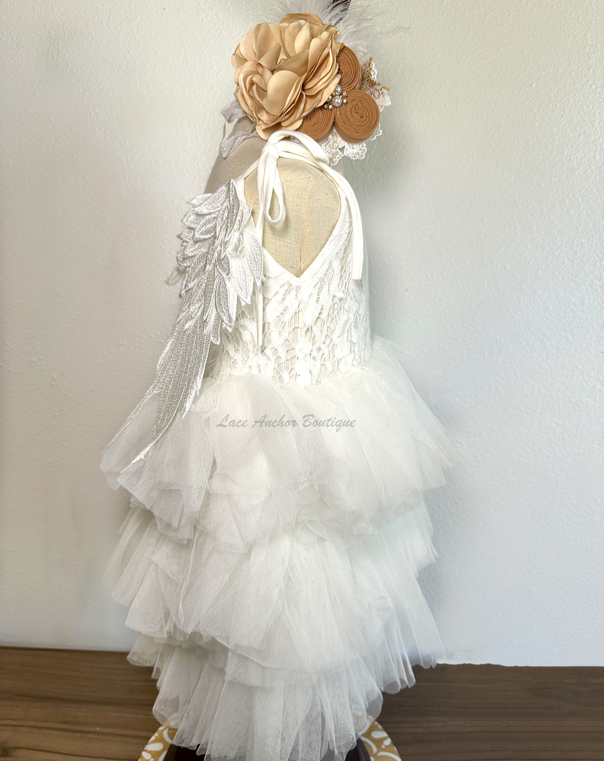 Evangeline White Angel Wing Dress – The Lace Anchor