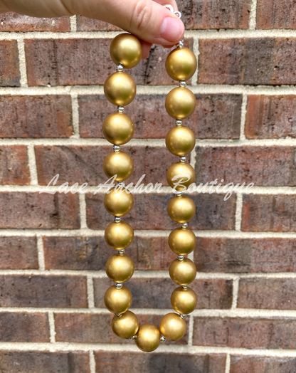 gold bubble bead pearl girls necklace. Kids toddler bead necklace.