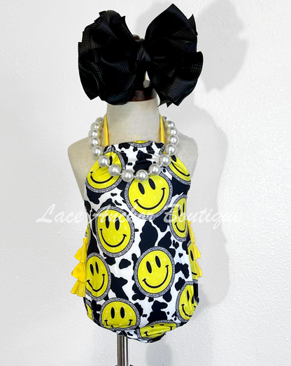 Ava Cow and Smiley Romper