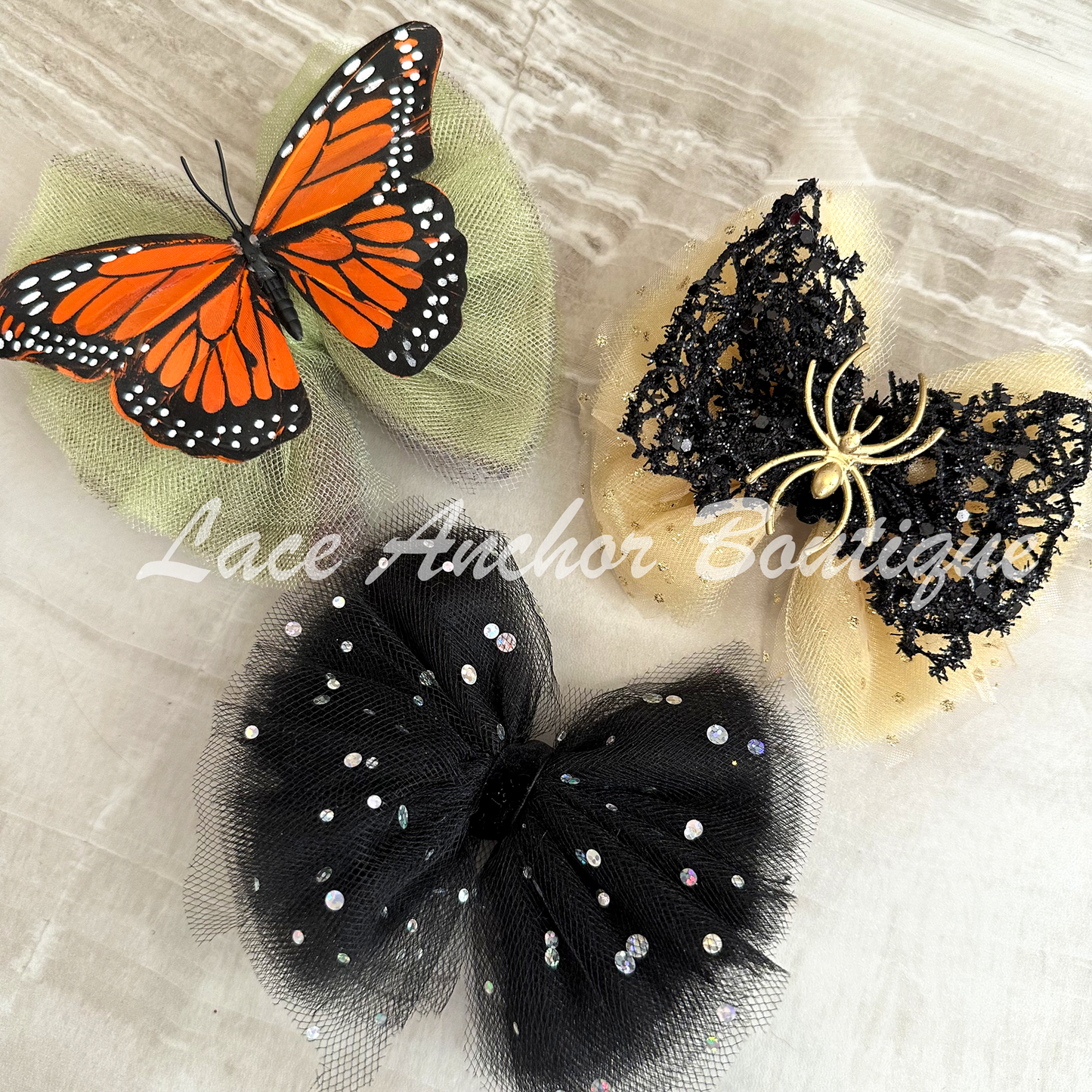 Black and Gold Spooky Spider Bow