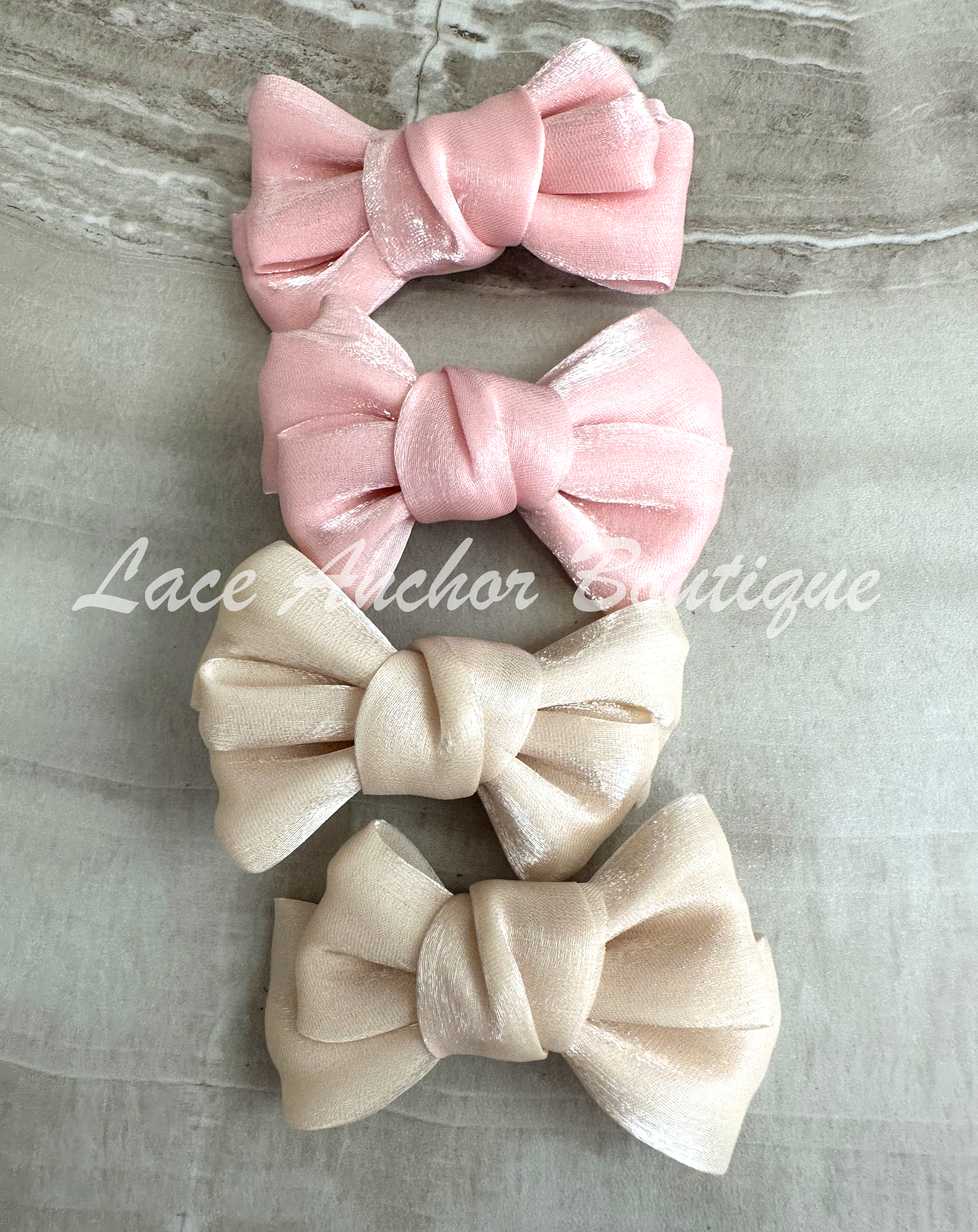blush pink or champagne piggies on clip for baby toddler