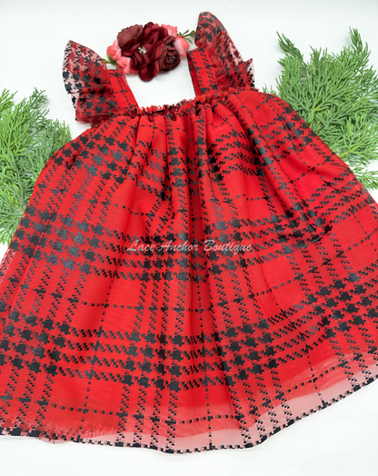 Laken Red Houndstooth Dress