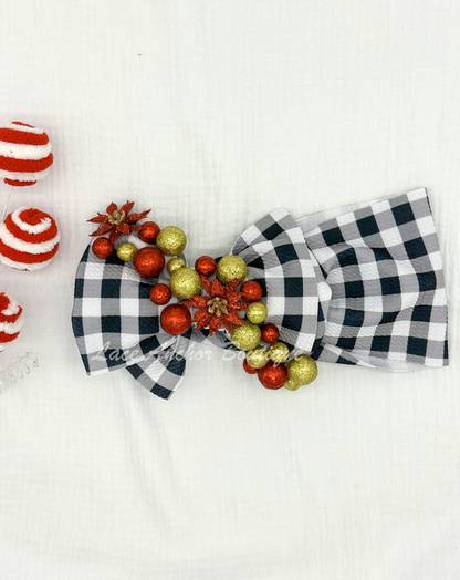 Holiday Glitter Plaid Bow Wraps