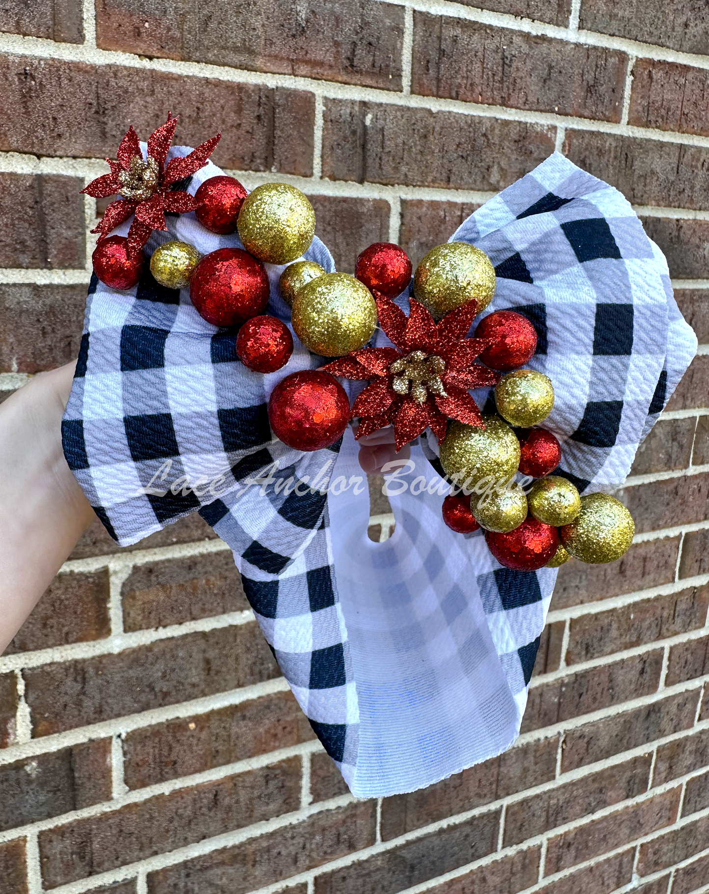 Holiday Glitter Plaid Bow Wraps
