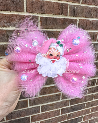 Pink Santa Tulle Bow