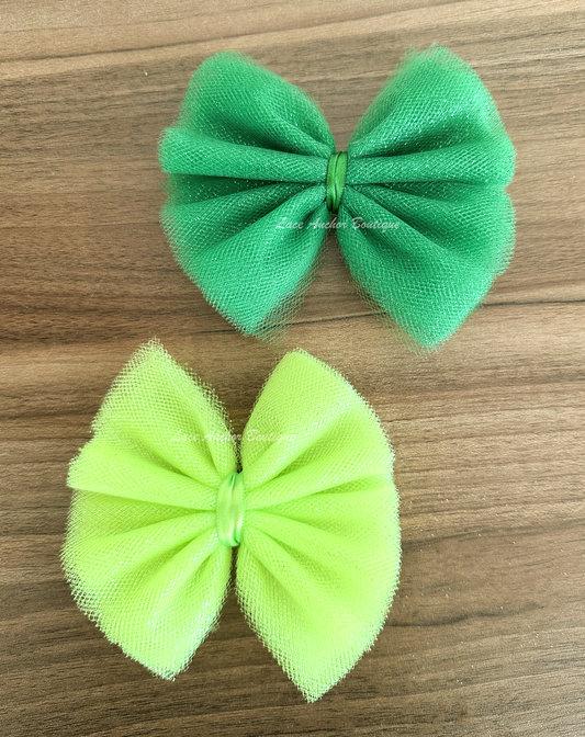 Green Sparkle Tulle Bows & Piggies