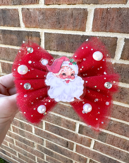 Pink Santa Tulle Bow