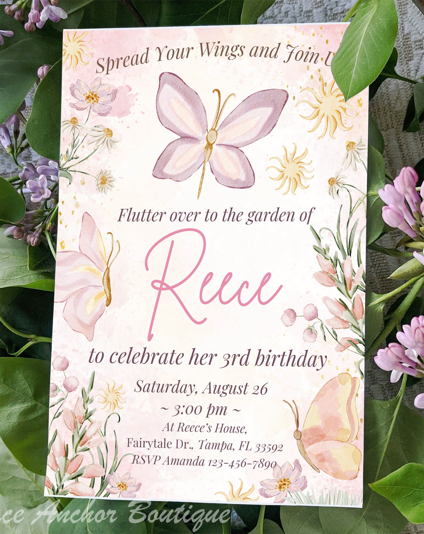 Butterfly Garden Birthday Invitation