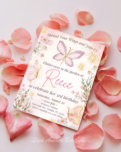 Butterfly Garden Birthday Invitation