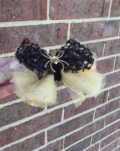 Black and Gold Spooky Spider Bow