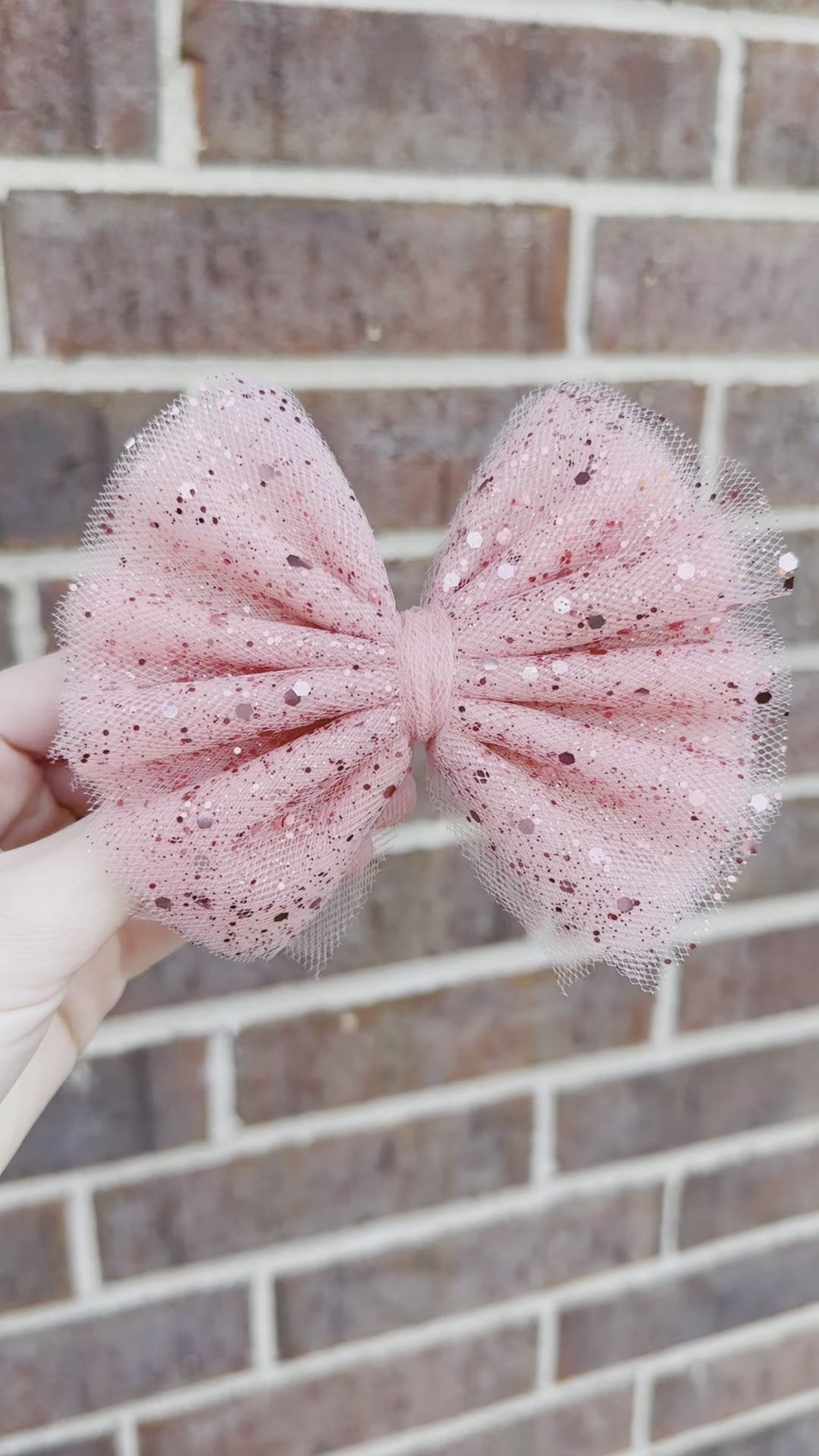 rose gold girls hair bow woth seqin glitter sparkles. Pink toddler girl bow.