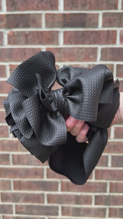 Mega Black Pleather Bow Wraps