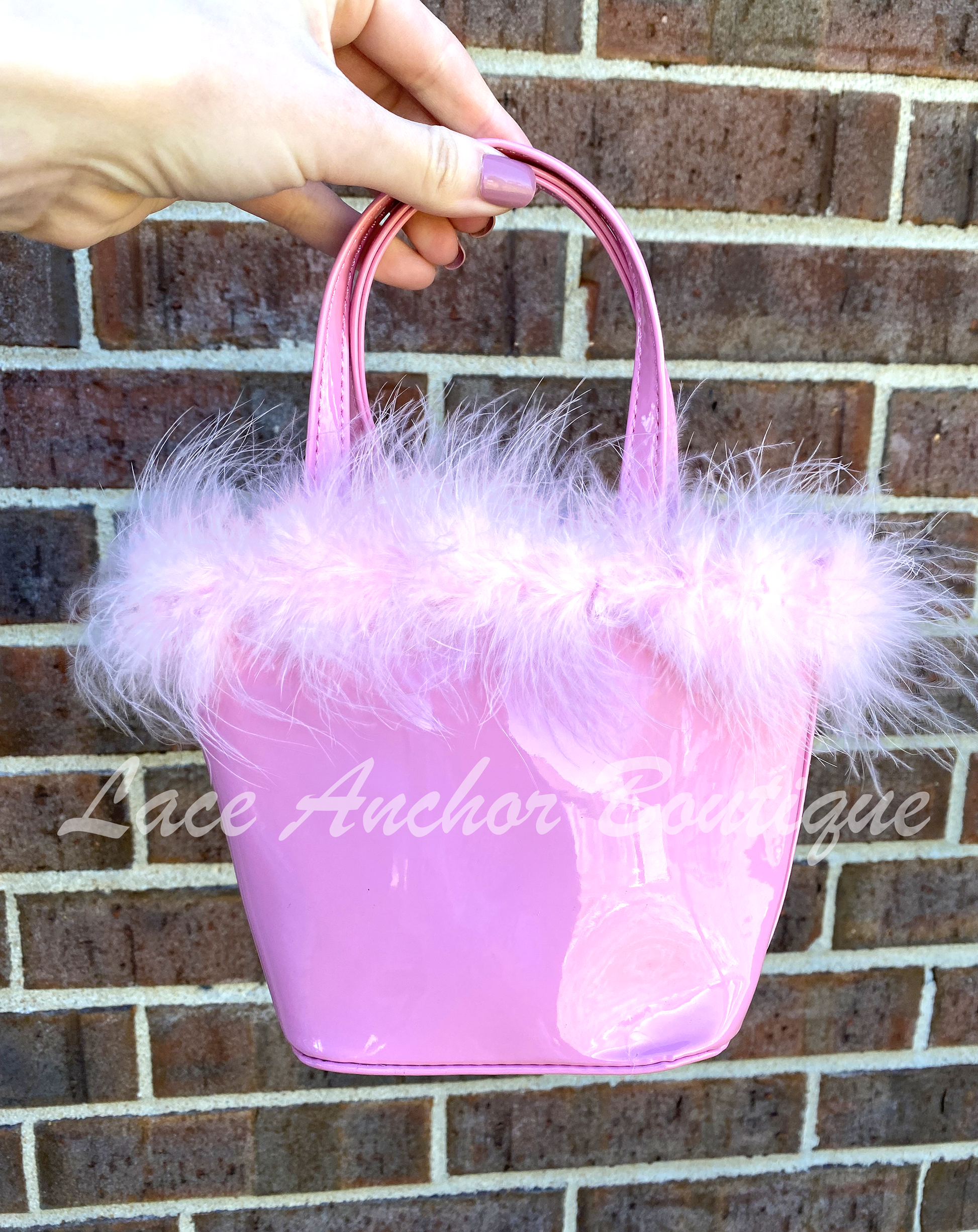 Glam Girl Pink & Purple Feather Mini Purses - Barbie Girly Shiny Toddler Handbags