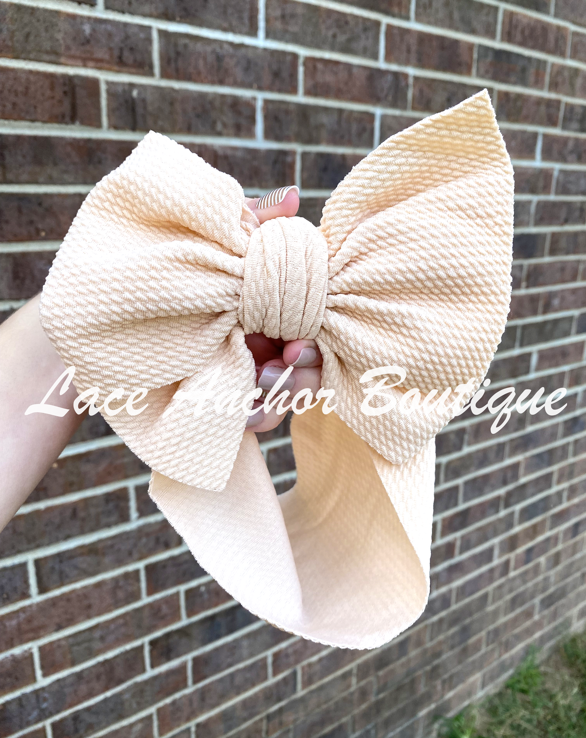 baby toddler beige color big headwrap bow - headwrap hair band bow