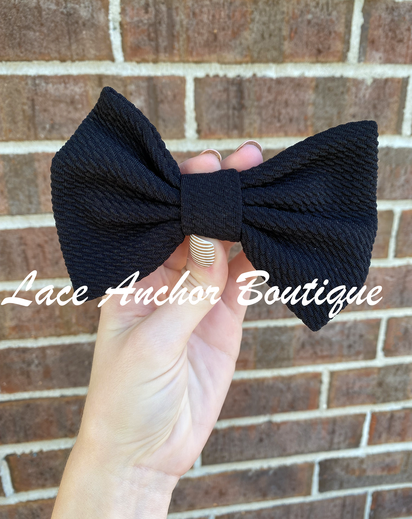 5" fluffy sold colored textured clip black bows