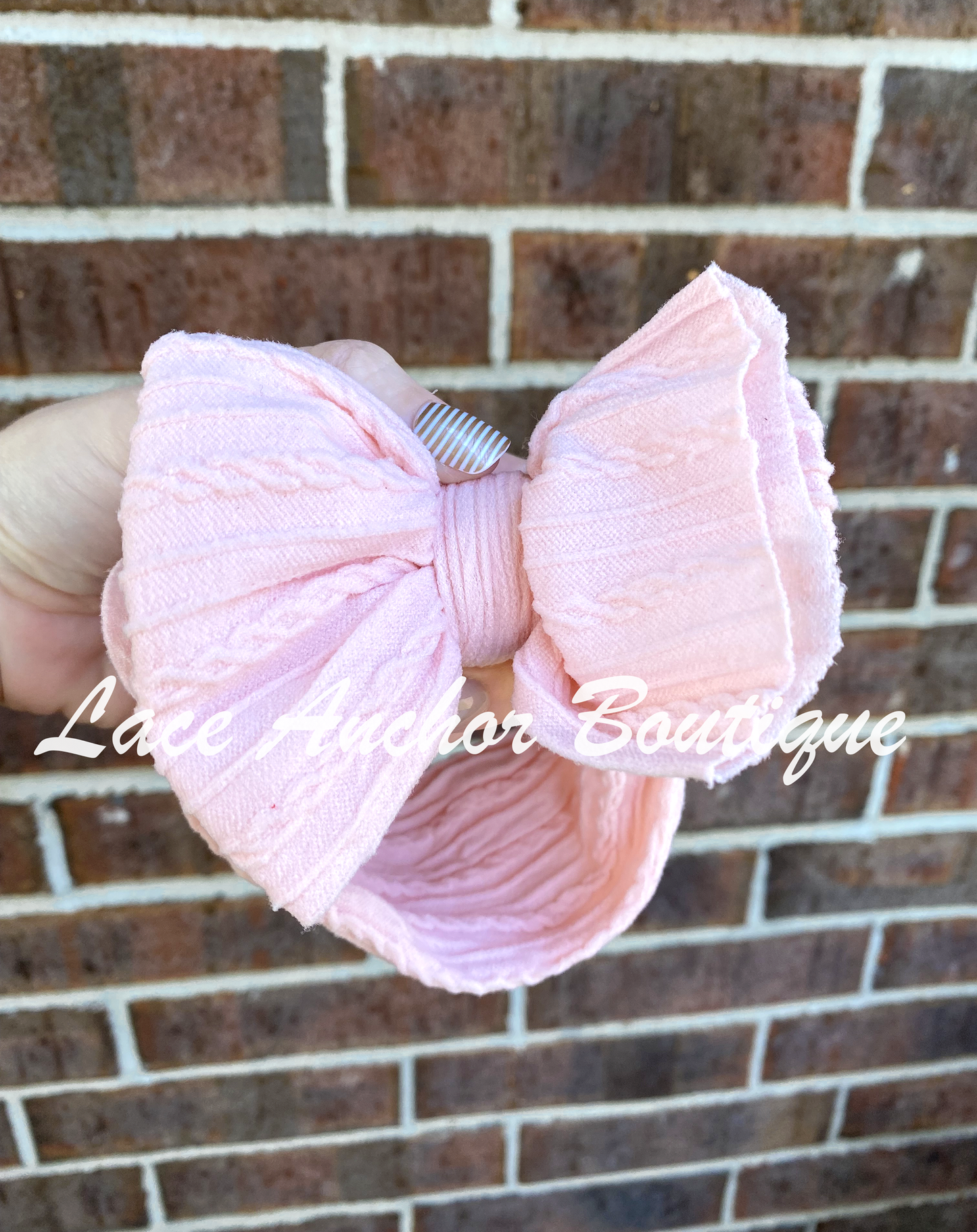 baby toddler light baby pink color knitted ribbed headwrap bow - headwrap hair band bow