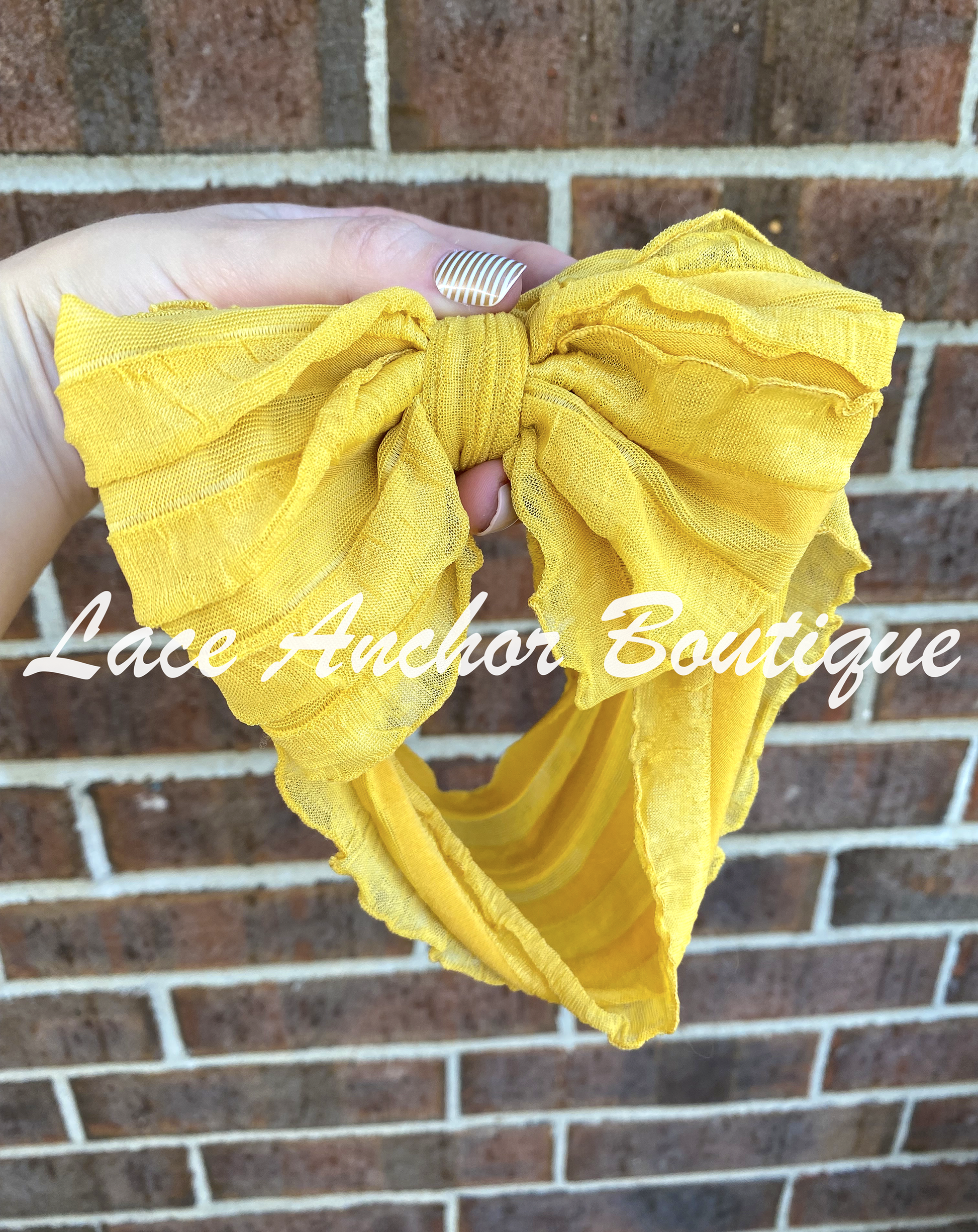 Child Messy Ruffled Frilly Bow Wraps Mustard Cream or White