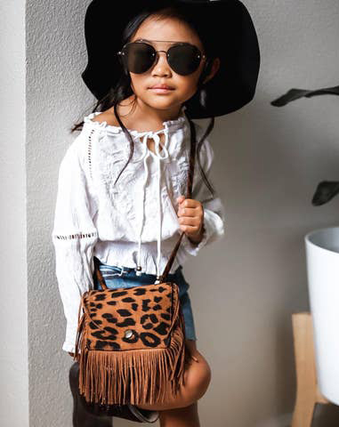 faux leather suede fringe toddler girls boho purse