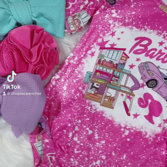 Retro Barbie Girl Pink Baby Romper - Vintage Infant Girly Hot Pink Snap Onesie